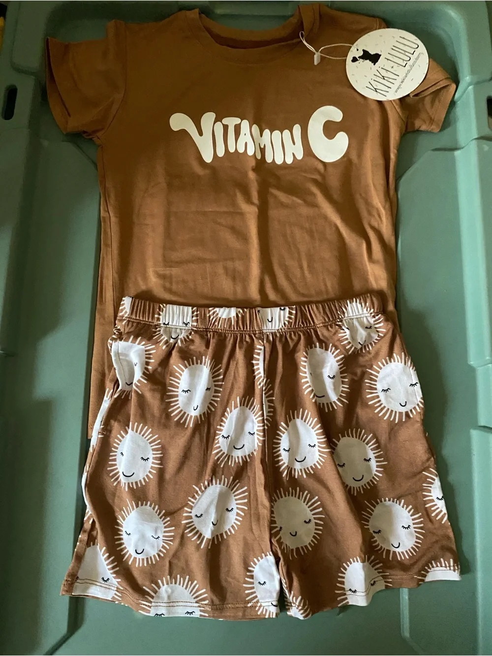 Kids Rust Brown 'Vitamin C' Tee & Sun Print Shorts bamboo NWT 5/6